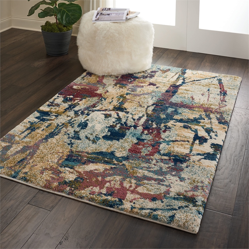 Nourison Fusion 4' x 6' Cream/Multicolor Painterly Indoor Rug