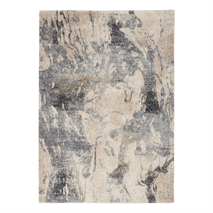 Nourison Fusion 5'3&quot x 7'3&quot Cream Grey Modern Indoor Rug Polypropylene