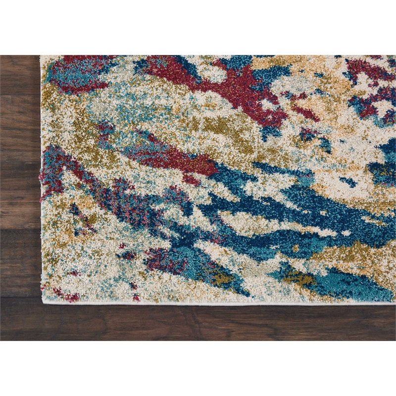 nourison fusion 7'10&quot x 10'6&quot cream/multicolor painterly indoor rug