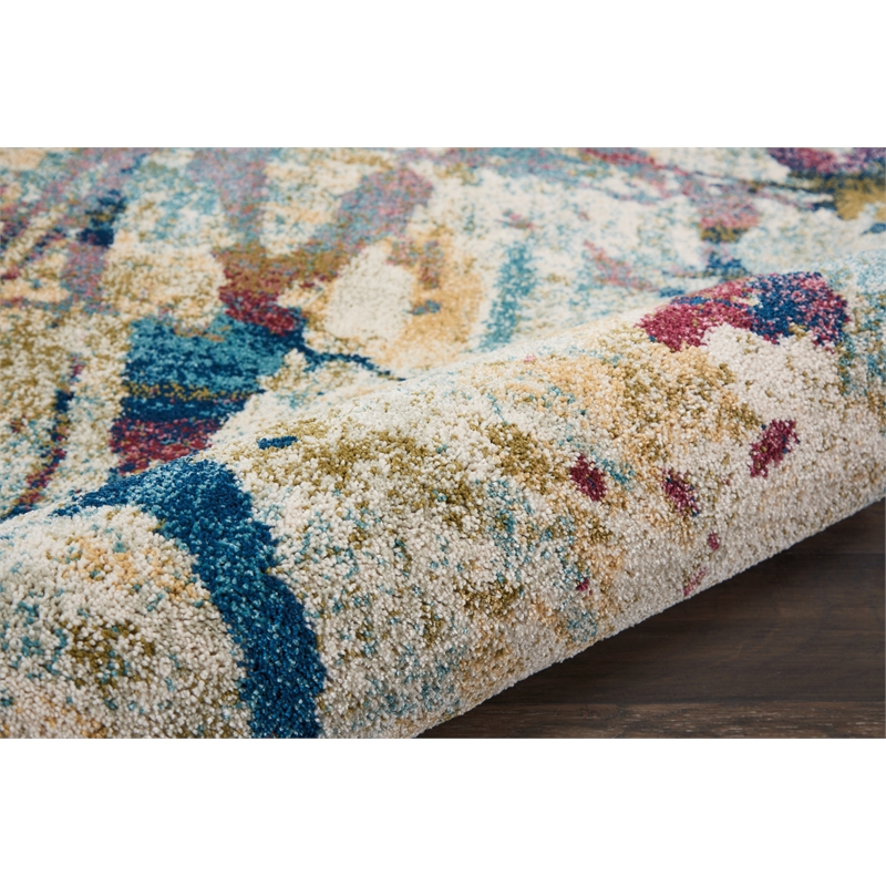 nourison fusion 7'10&quot x 10'6&quot cream/multicolor painterly indoor rug