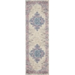 Nourison Grafix 8' Runner White and Pink Fabric Vintage Area Rug (8' Runner)