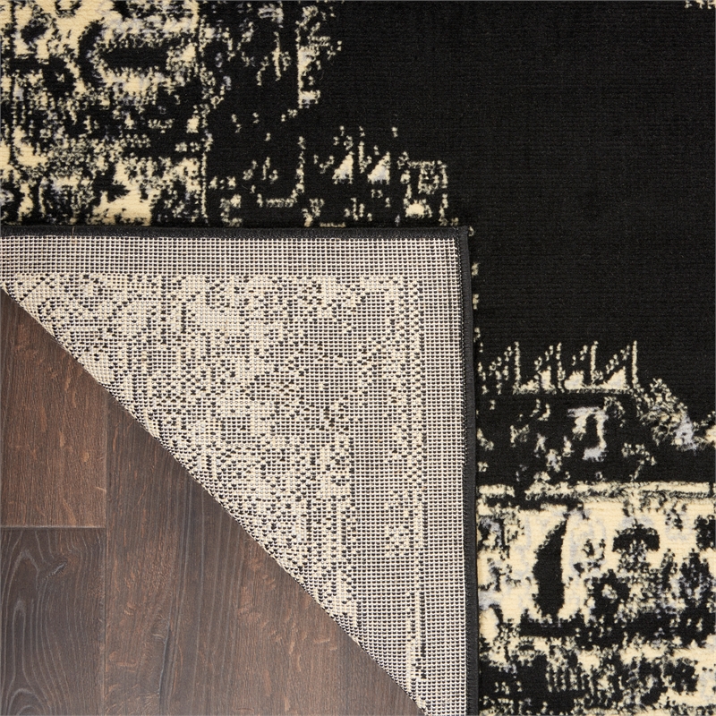 Nourison Grafix 4' x 6' Black and White Fabric Vintage Area Rug (4' x 6')
