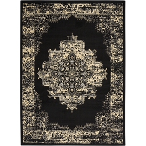 Nourison Grafix 4' x 6' Black and White Fabric Vintage Area Rug (4' x 6')