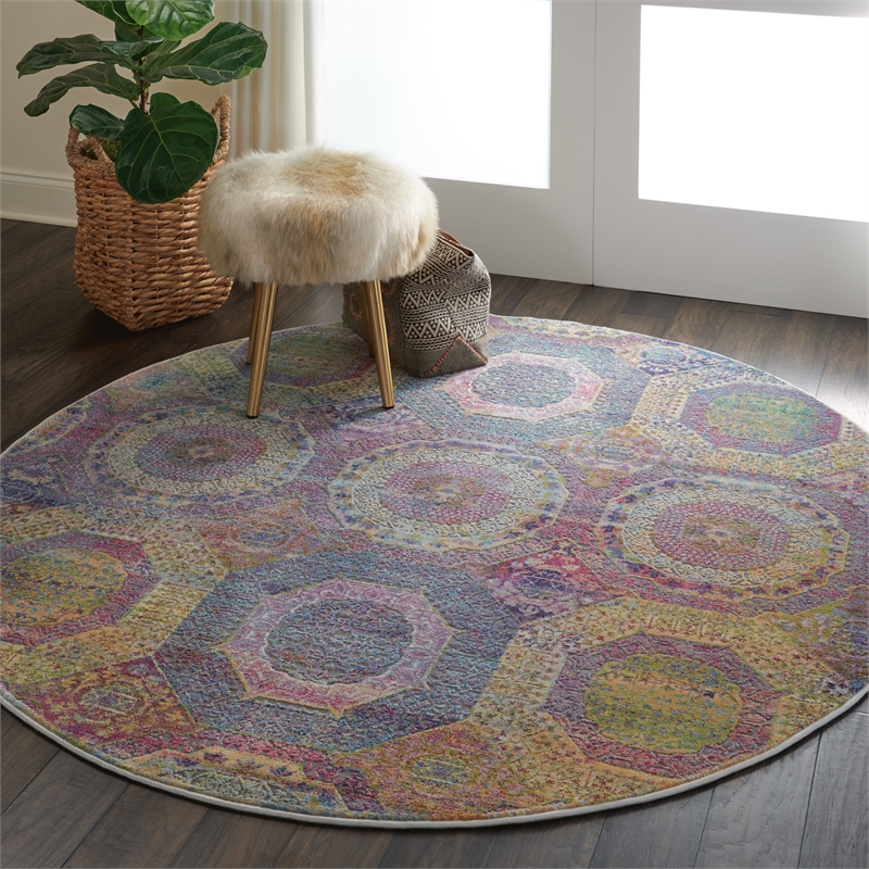 Nourison Global Vintage 6' x ROUND Multicolor Bohemian Indoor Rug