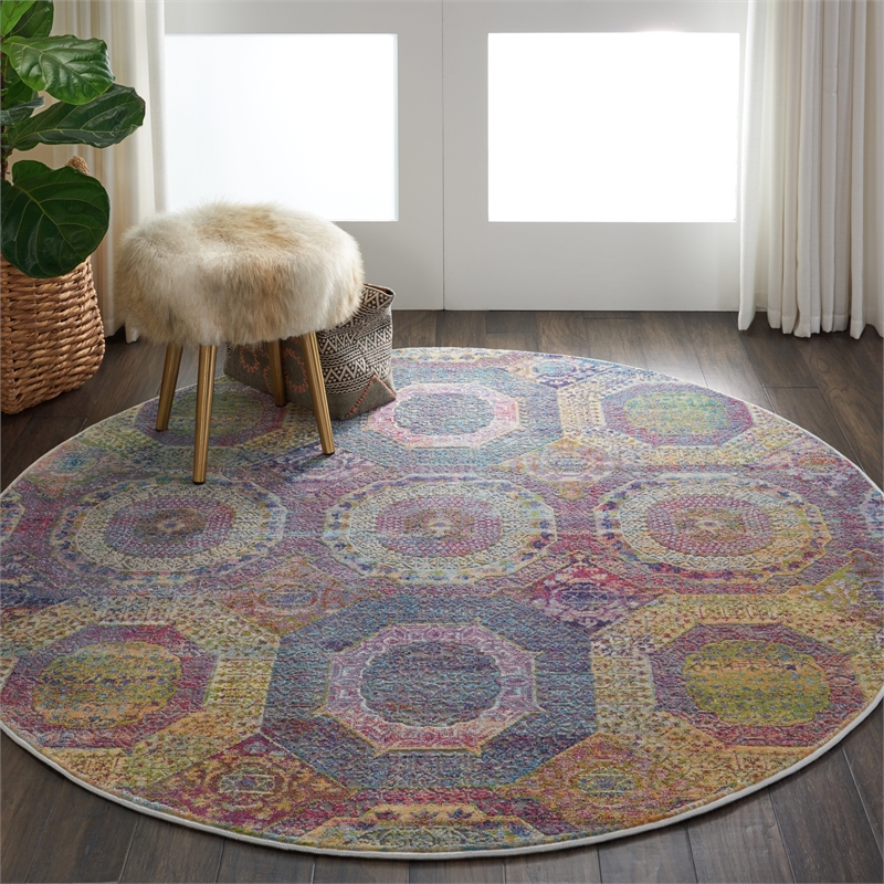 Nourison Global Vintage 6' x ROUND Multicolor Bohemian Indoor Rug