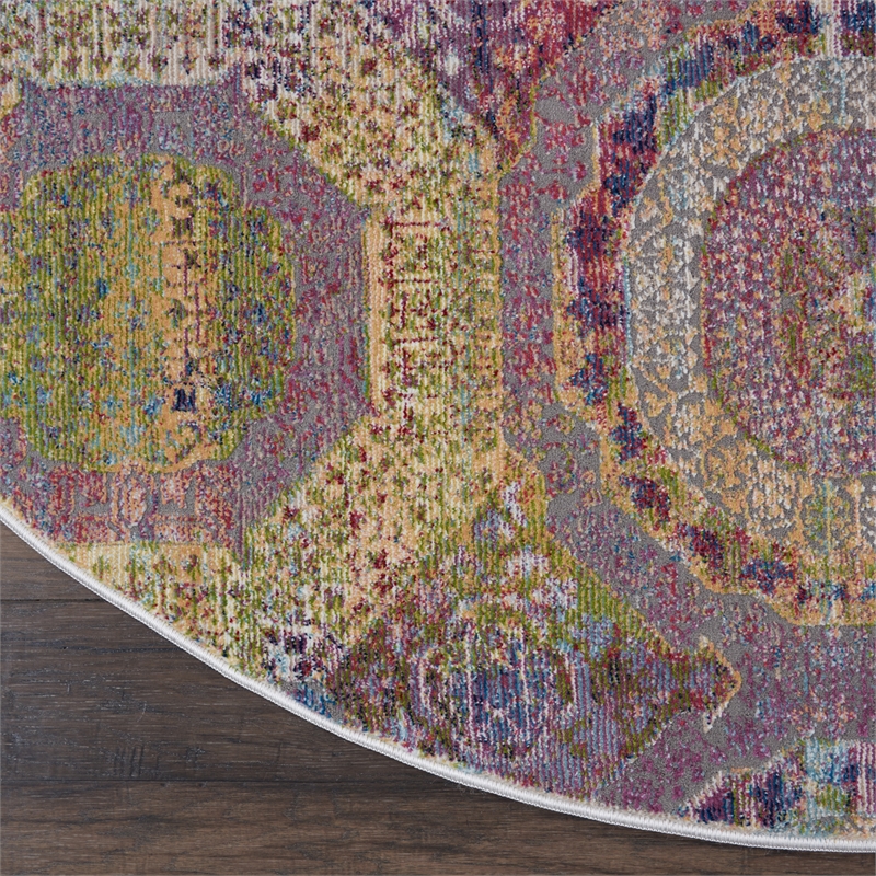 Nourison Global Vintage 6' x ROUND Multicolor Bohemian Indoor Rug