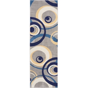 Nourison Grafix 2'3&quot x 7'6&quot Grey Mid-Century Modern Indoor Rug