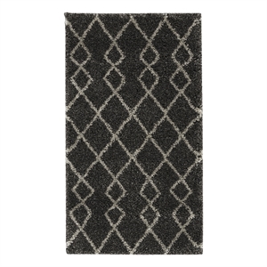 Nourison Geometric Shag 2'2&quot x 3'9&quot Charcoal Moroccan Indoor Rug Polypropylene