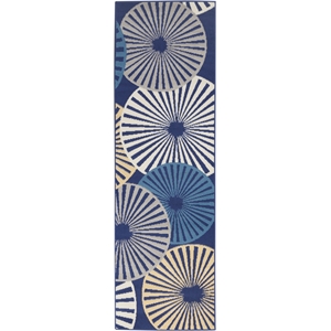 Nourison Grafix 2'3&quot x 7'6&quot Navy Contemporary Indoor Rug