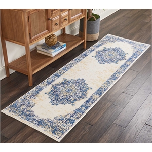 Nourison Grafix 2'3&quot x 7'6&quot White Transitional Indoor Rug