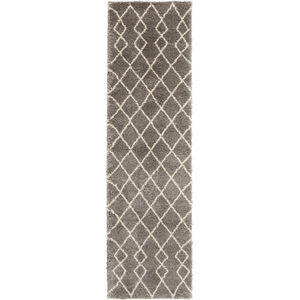Nourison Geometric Shag 2'2&quot x 7'6&quot Silver Moroccan Indoor Rug