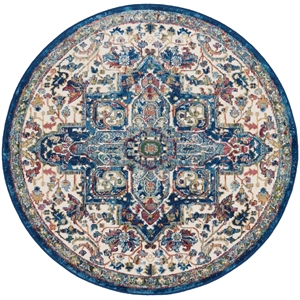 Nourison Global Vintage 4' x round Ivory Navy Bohemian Indoor Rug