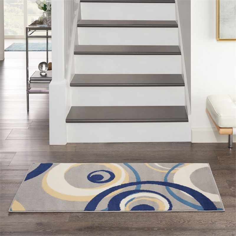 Nourison Grafix 2' x 4' Grey Mid-Century Modern Indoor Rug Polypropylene