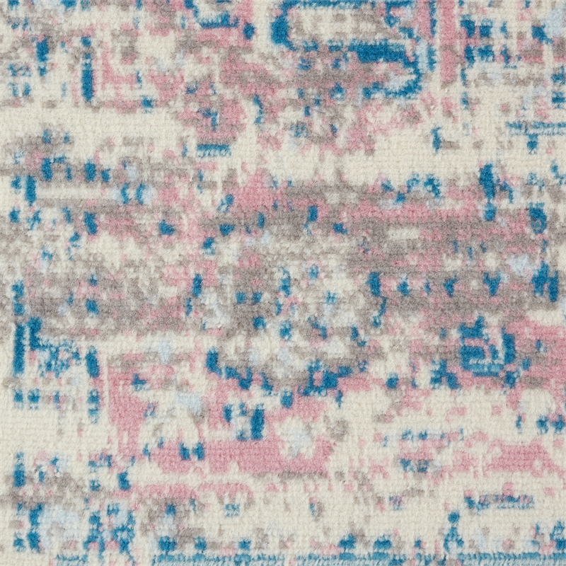 Nourison Grafix 2' x 4' White and Pink Fabric Vintage Area Rug (2' x 4')