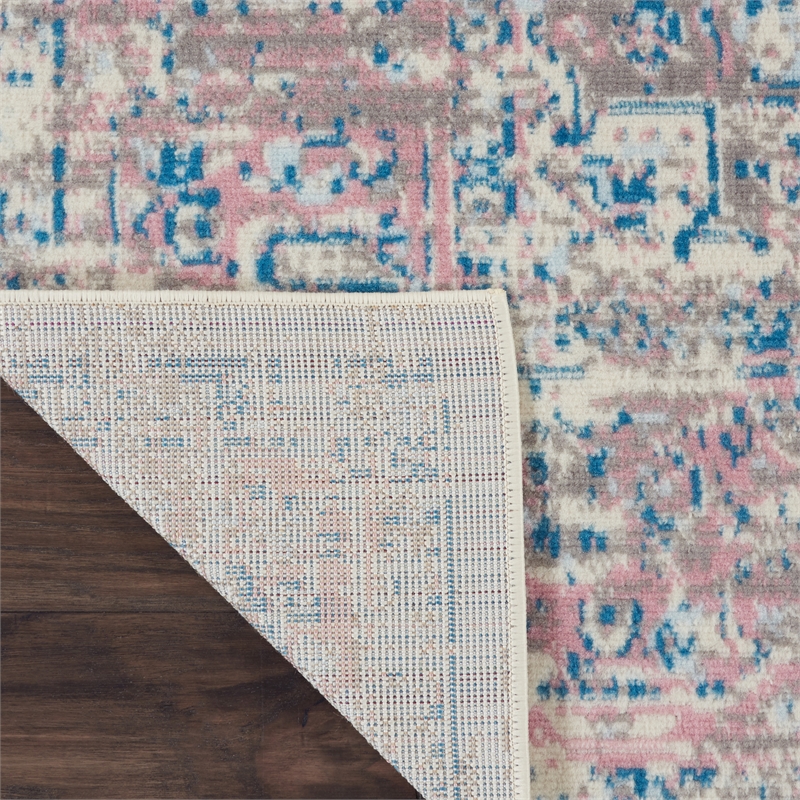Nourison Grafix 2' x 4' White and Pink Fabric Vintage Area Rug (2' x 4')