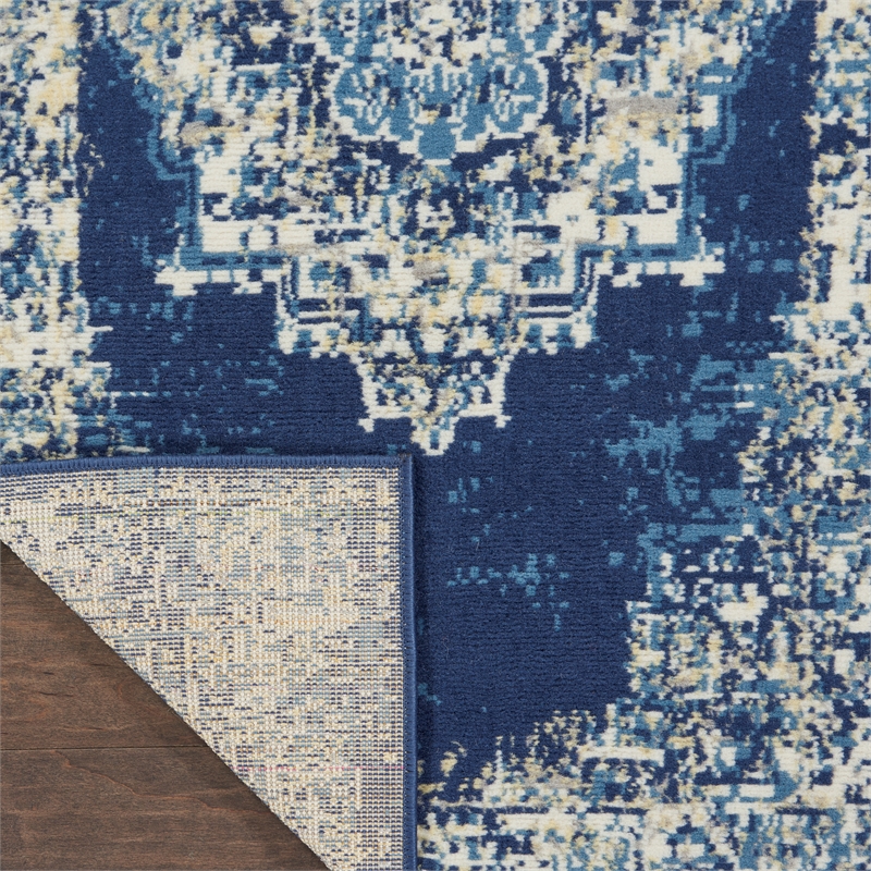 Nourison Grafix 2' x 4' Navy Blue Fabric Vintage Area Rug (2' x 4')