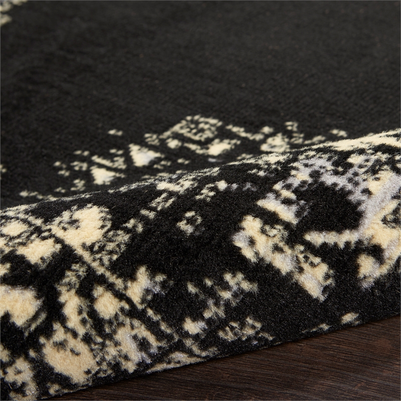 Nourison Grafix 3' x 5' Black and White Fabric Vintage Area Rug (3' x 5')