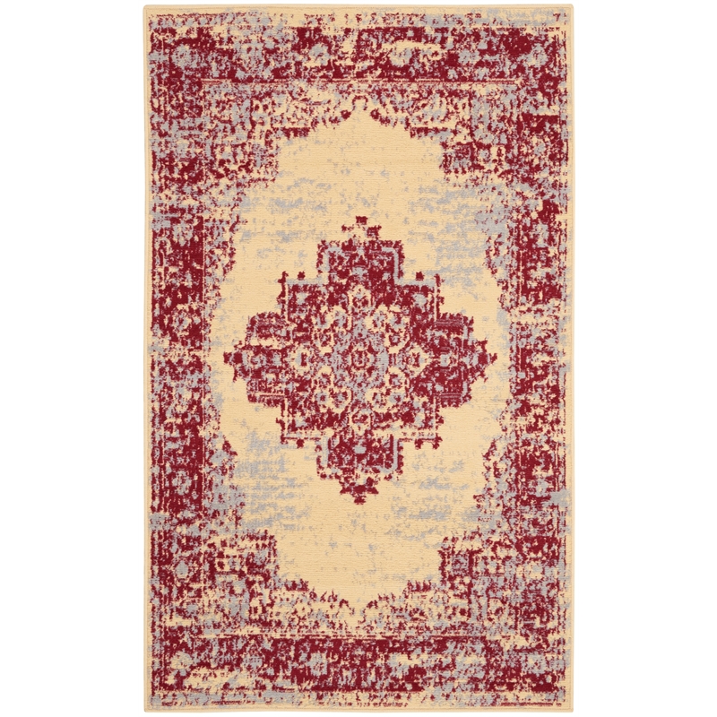 Nourison Grafix 3' x 5' Red and White Fabric Vintage Area Rug (3' x 5')