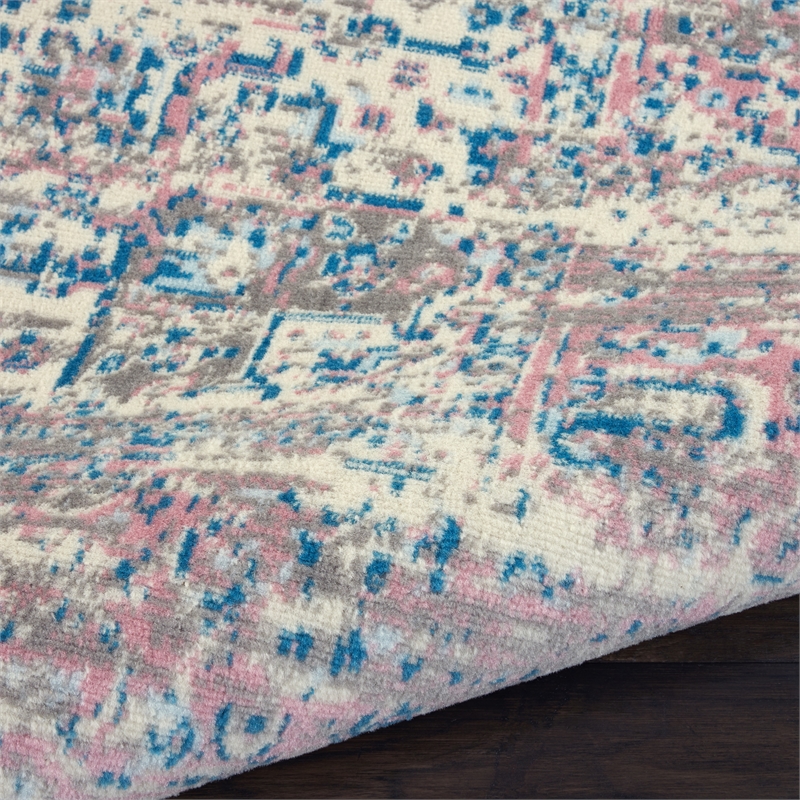 Nourison Grafix 3' x 5' White and Pink Fabric Vintage Area Rug (3' x 5')