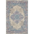 Nourison Grafix 3' x 5' White and Pink Fabric Vintage Area Rug (3' x 5')