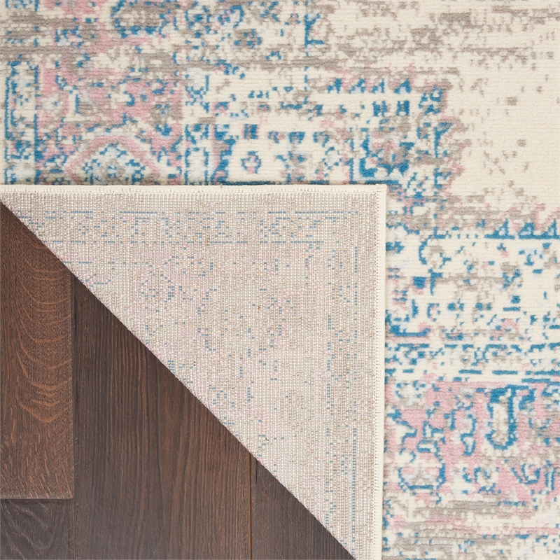 Nourison Grafix 5' x 7' White and Pink Fabric Vintage Area Rug (5' x 7')