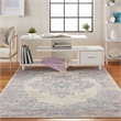 Nourison Grafix 5' x 7' White and Pink Fabric Vintage Area Rug (5' x 7')