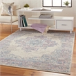 Nourison Grafix 5' x 7' White and Pink Fabric Vintage Area Rug (5' x 7')