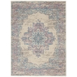 Nourison Grafix 5' x 7' White and Pink Fabric Vintage Area Rug (5' x 7')