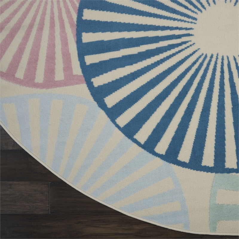 Nourison Grafix 8' x ROUND Ivory/Multi Contemporary Indoor Rug Polypropylene