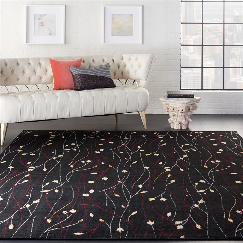 nourison grafix 7'10&quot x 9'10&quot black contemporary indoor rug