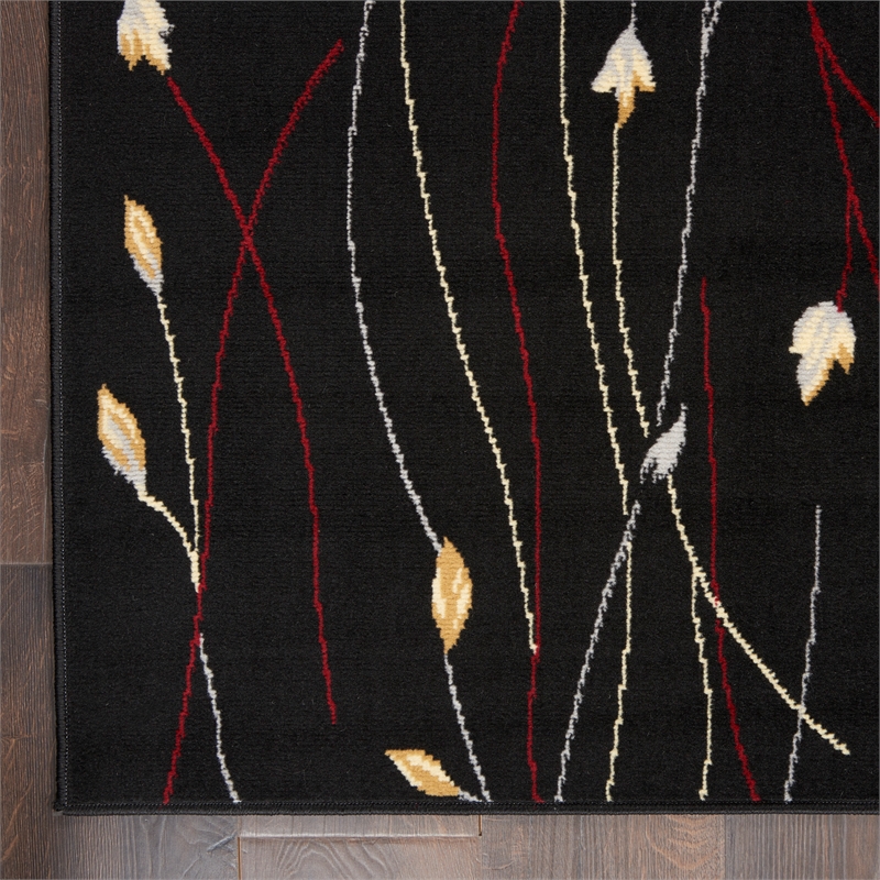 nourison grafix 7'10&quot x 9'10&quot black contemporary indoor rug