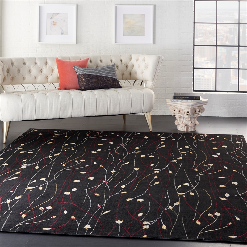 nourison grafix 7'10&quot x 9'10&quot black contemporary indoor rug