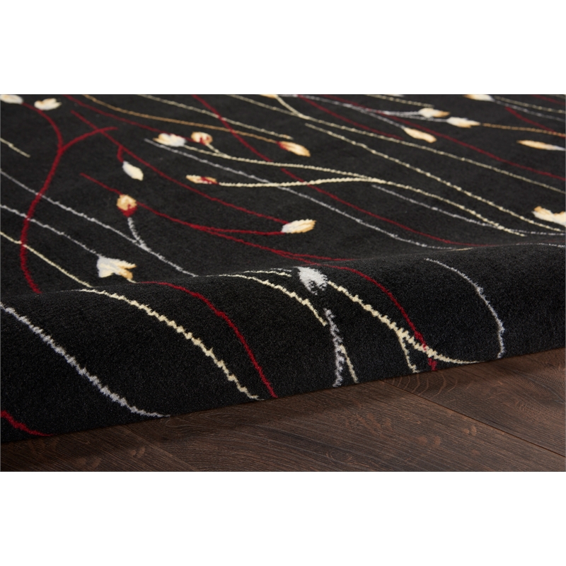 nourison grafix 7'10&quot x 9'10&quot black contemporary indoor rug