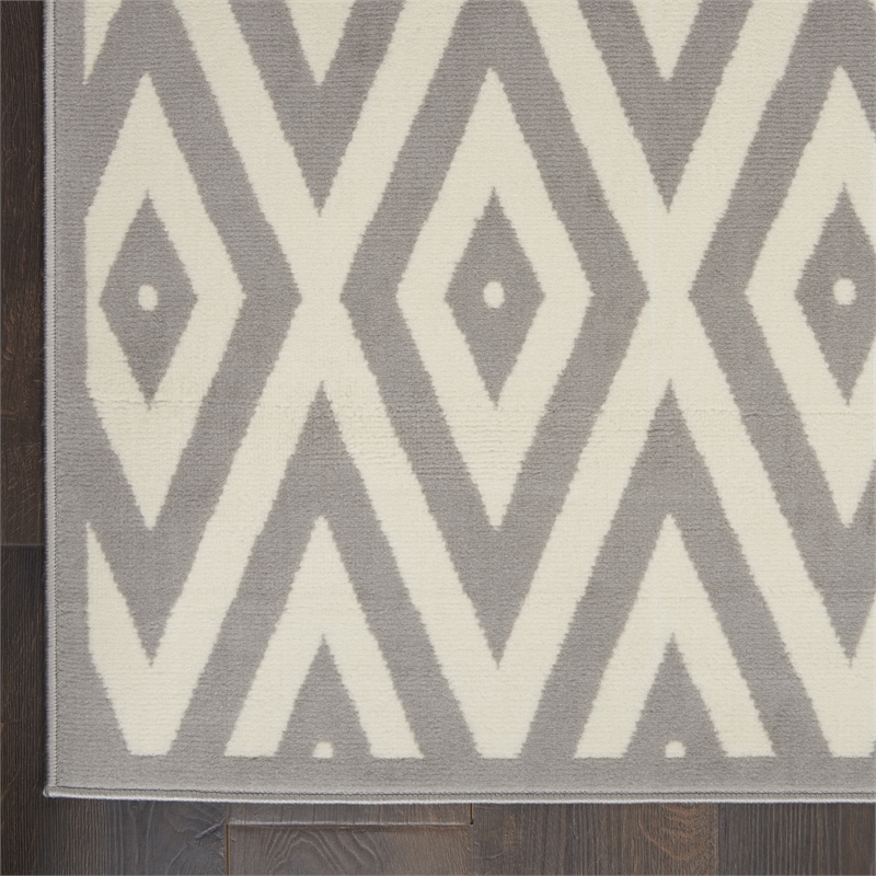 nourison grafix 3'9&quot x 5'9&quot white/gray mid-century modern indoor rug