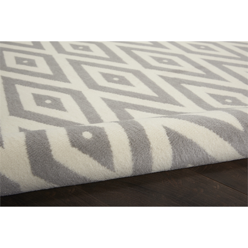 nourison grafix 3'9&quot x 5'9&quot white/gray mid-century modern indoor rug
