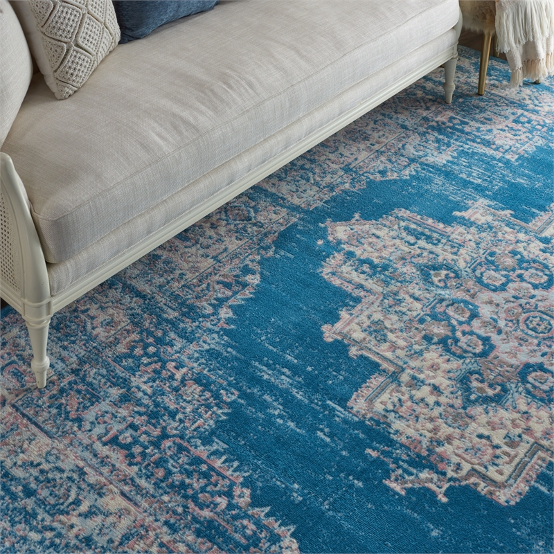 Nourison Grafix 8' x 10' Blue Fabric Vintage Area Rug (8' x 10')