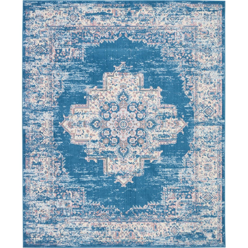 Nourison Grafix 8' x 10' Blue Fabric Vintage Area Rug (8' x 10')