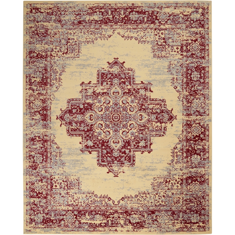 Nourison Grafix 8' x 10' Red and White Fabric Vintage Area Rug (8' x 10')