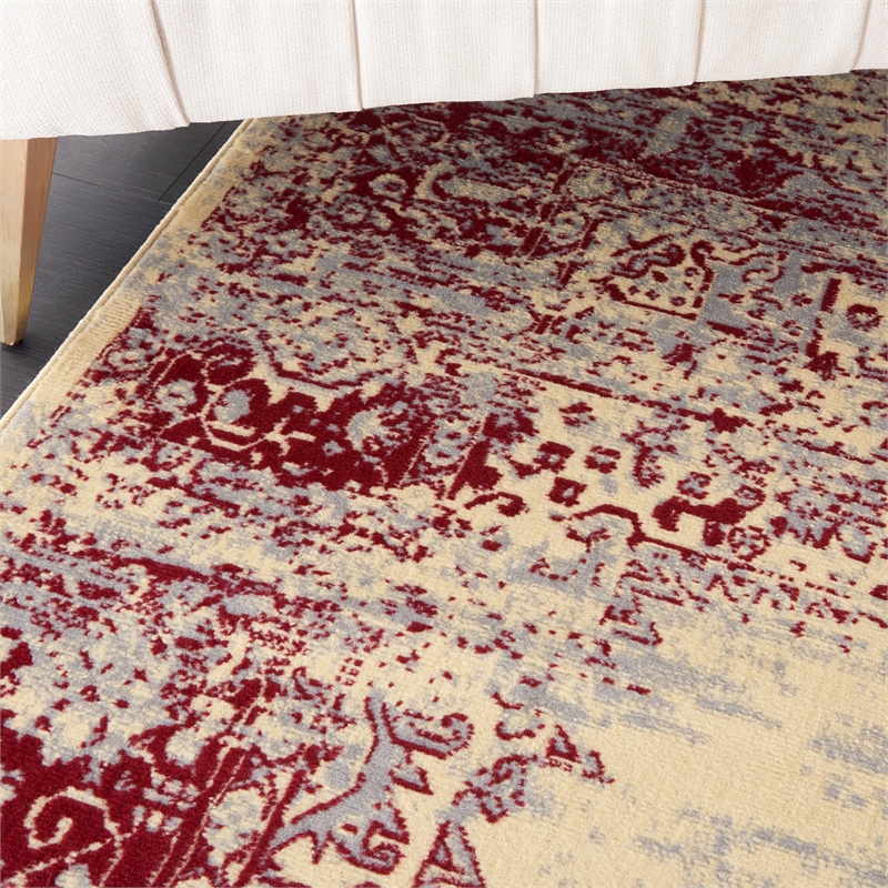Nourison Grafix 8' x 10' Red and White Fabric Vintage Area Rug (8' x 10')