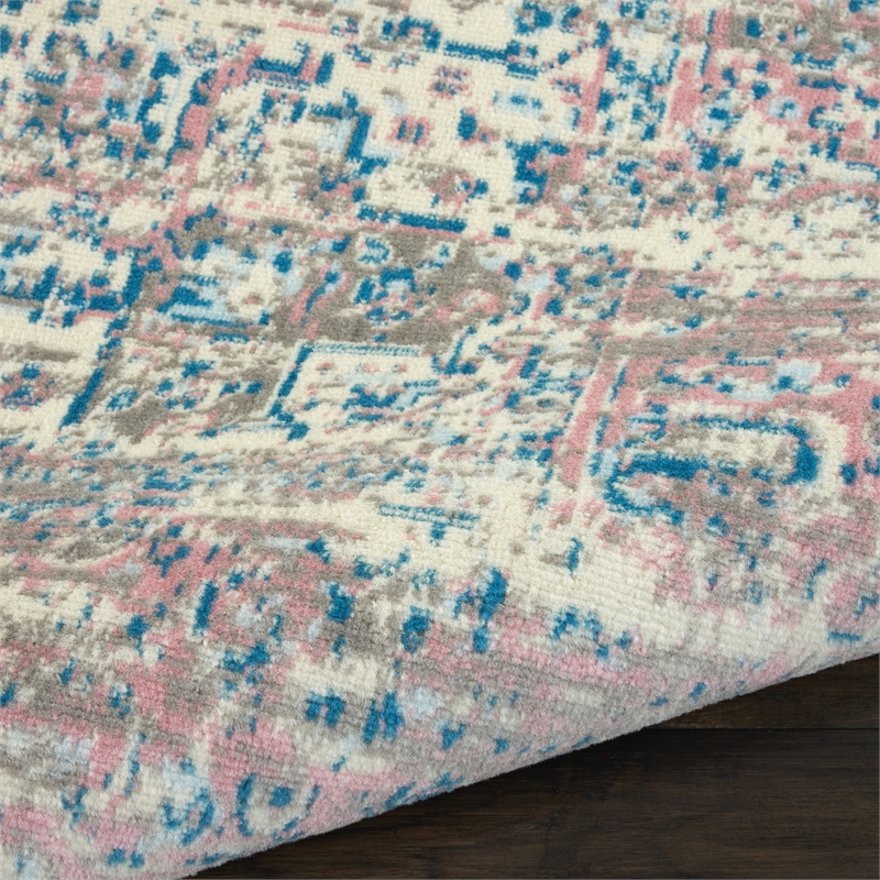 Nourison Grafix 8' x 10' White and Pink Fabric Vintage Area Rug (8' x 10')