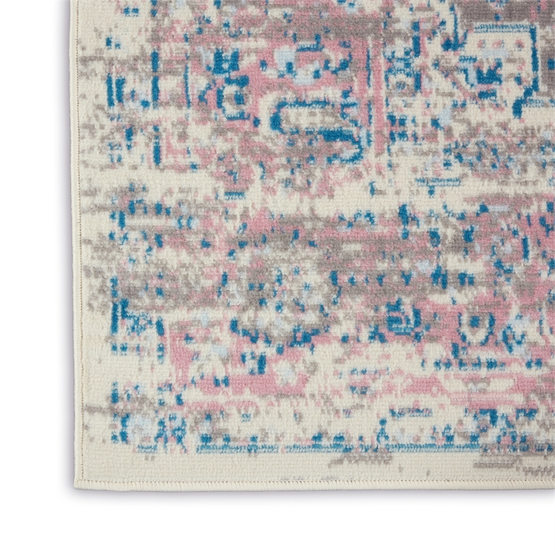 Nourison Grafix 8' x 10' White and Pink Fabric Vintage Area Rug (8' x 10')