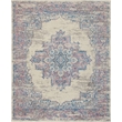 Nourison Grafix 8' x 10' White and Pink Fabric Vintage Area Rug (8' x 10')