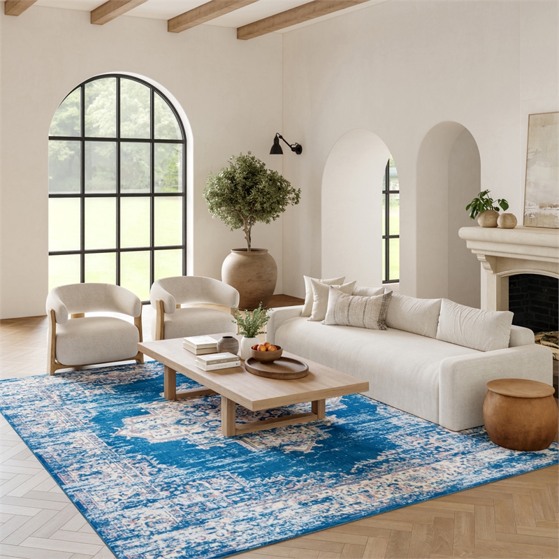 Nourison Grafix 6' x 9' Blue Fabric Vintage Area Rug (6' x 9')