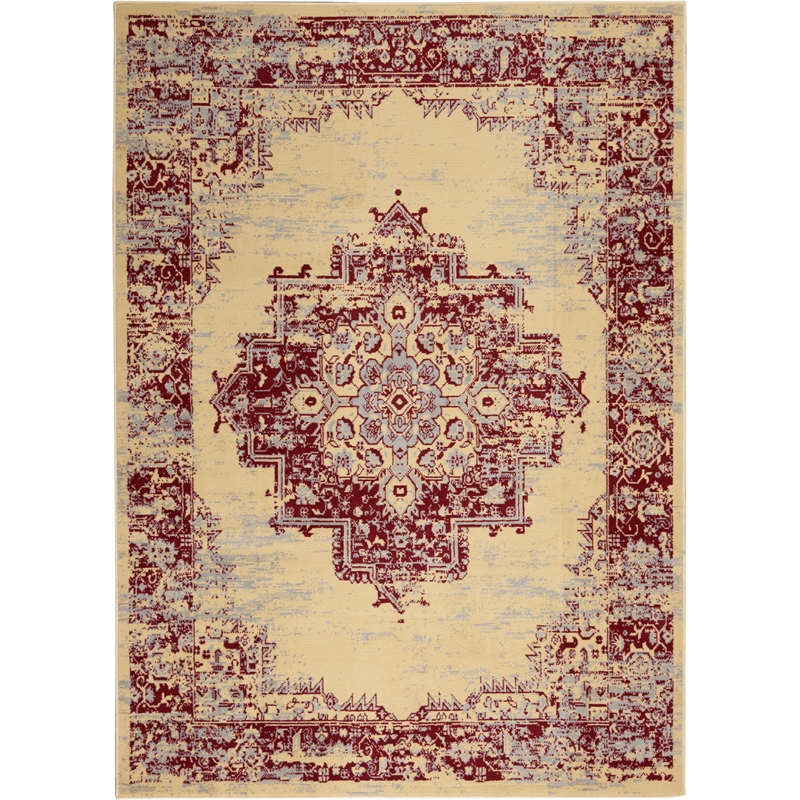 Nourison Grafix 5' x 7' Red and White Fabric Vintage Area Rug (5' x 7')