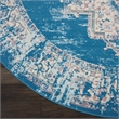 Nourison Grafix 8' x Round Blue Fabric Vintage Area Rug (8' Round)