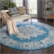 Nourison Grafix 8' x Round Blue Fabric Vintage Area Rug (8' Round)