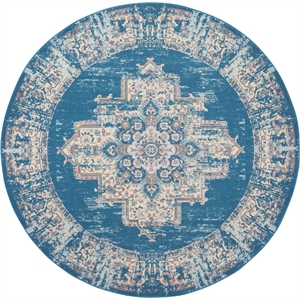 Nourison Grafix 8' x Round Blue Fabric Vintage Area Rug (8' Round)