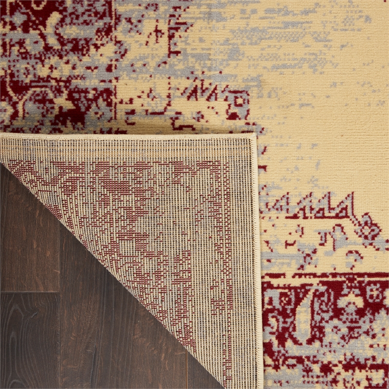 Nourison Grafix 7' x 10' Red and White Fabric Vintage Area Rug (7' x 10')