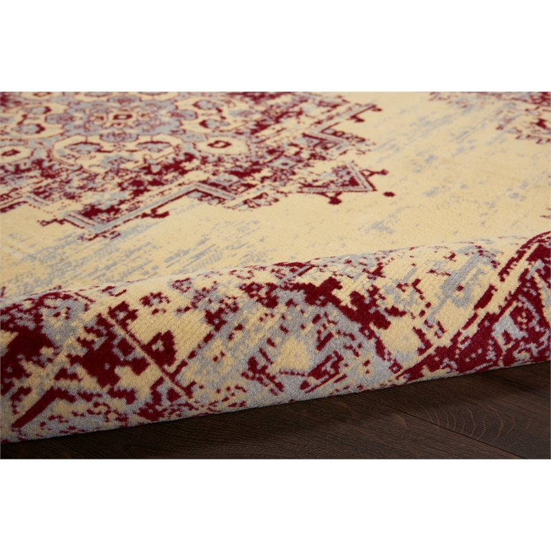Nourison Grafix 7' x 10' Red and White Fabric Vintage Area Rug (7' x 10')