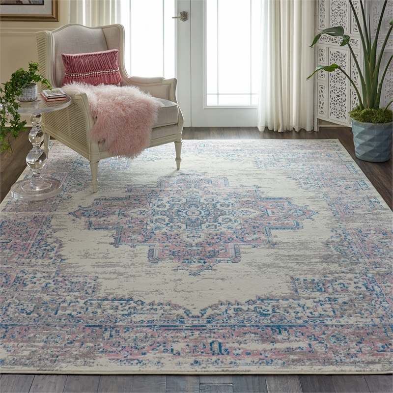 Nourison Grafix 7' x 10' Ivory/Pink Transitional Indoor Rug Polypropylene